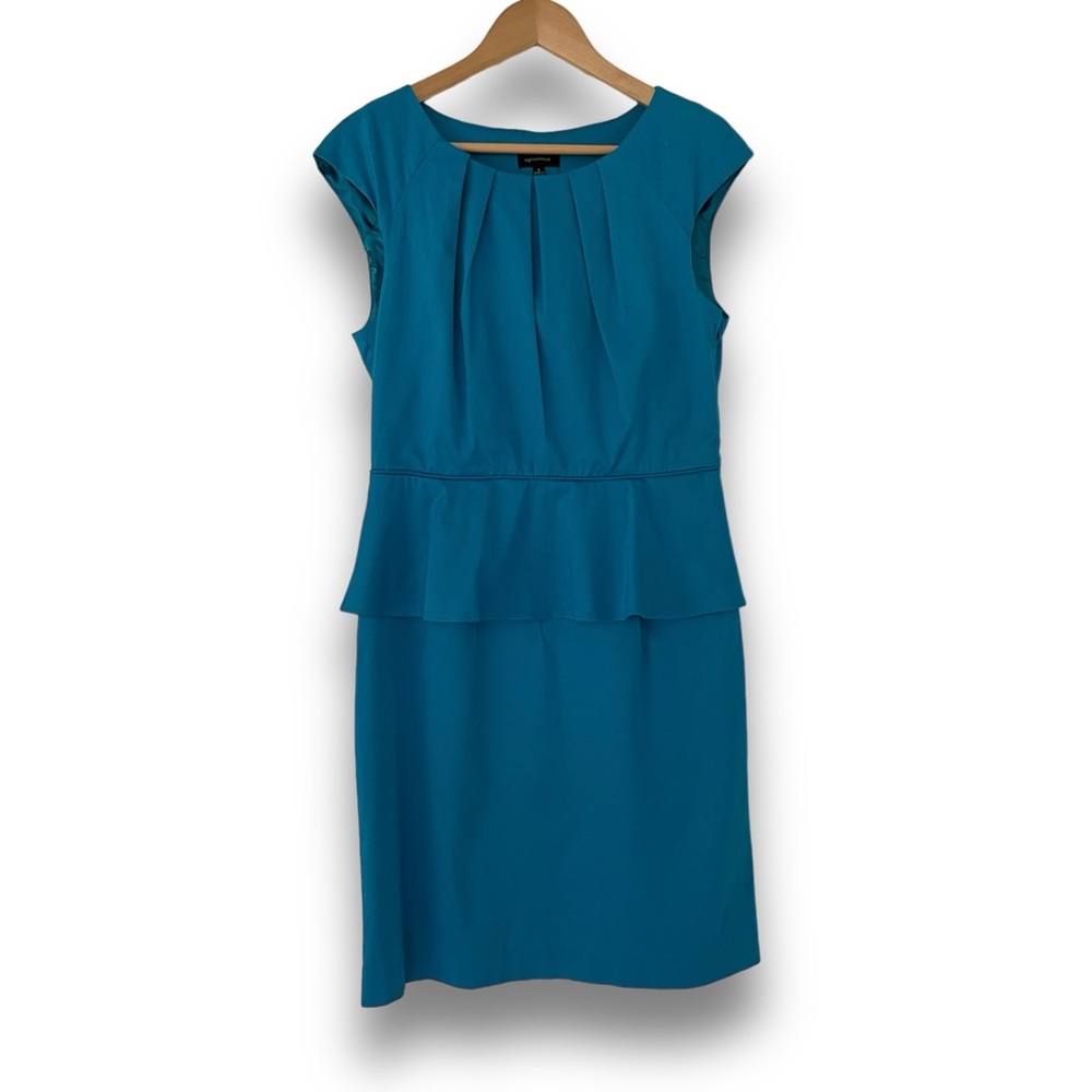★ Retro Turquoise Peplum Dress, Size 8 ★